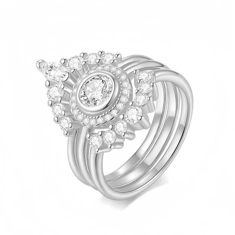 Veeie Veein Fashion Luxury Brand Designer S925 Sterling Silver Ring Moissanite GRA Certificate Floral  Ring Trend Ring Jewelry