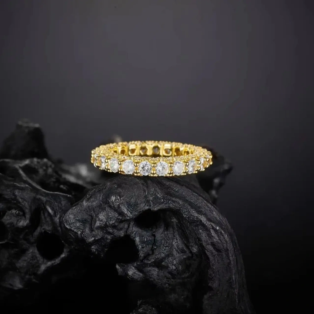 Veeie Veein Luxury Brand S925 Sterling Silver Ring Full Circle Moissanite Ring Simple And Elegant Women'S Row Ring