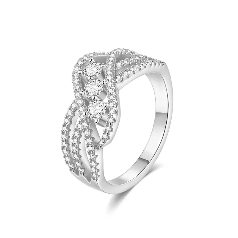 Veeie Veein Luxury Brand S925 Sterling Silver Ring With Moissanite Oval Ring Women'S Skeleton Ring Jewelry