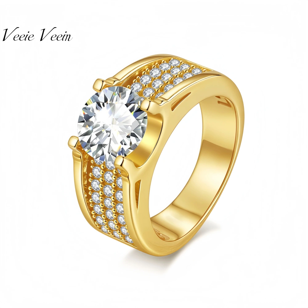 Veeie Veein Brand Designer S 925 Sterling Silver  2-Carat Ring Stone Hip-Hop 3-Carat Men GRA Certificate Ring Jewelry
