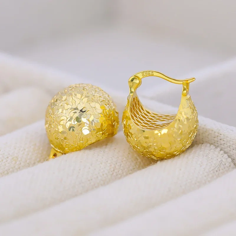 MuShan Luxury Brand Lrregular Bulb Pinecone Earrings Ear Studs Brushed Gold 18K Gold Plated 925 Sterling Silver Stud Earrings
