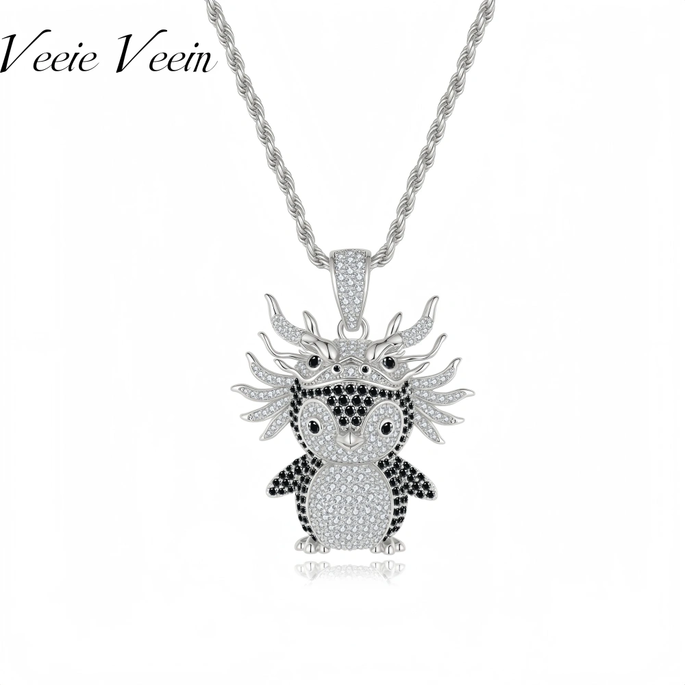 Veeie Veein Luxury Brand  S925 Sterling Silver Necklace Qilin Dragon Head Penguin GRA Certificate Fashion Necklace Jewelry
