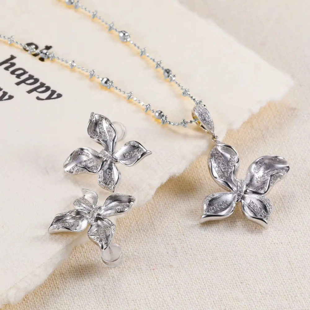 Mushan Luxury Brand High Quality Brushed Butterfly Necklace S925 Sterling Silver Collarbone Chain Women Style Necklace Jewelry