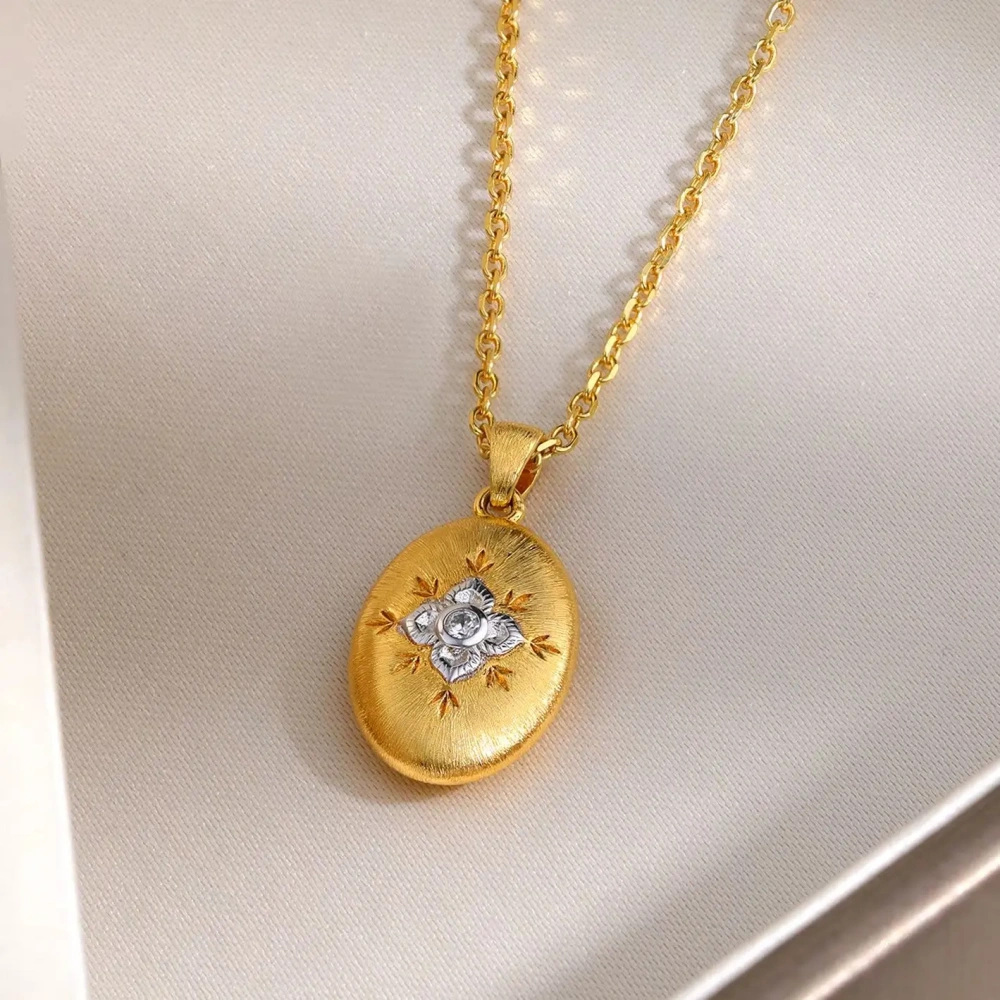 Mushan Luxury Brand High End Chain With Double Sided Octagonal Coffee Bean Pendant Necklace High Quality Necklace Jewelry