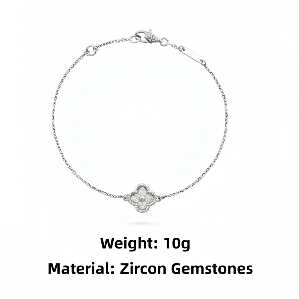 Mushan Luxury Brand Pure Silver High Version Four Leaf Clover Bracelet With Single Flower And Full Diamonds S925 Jewelry