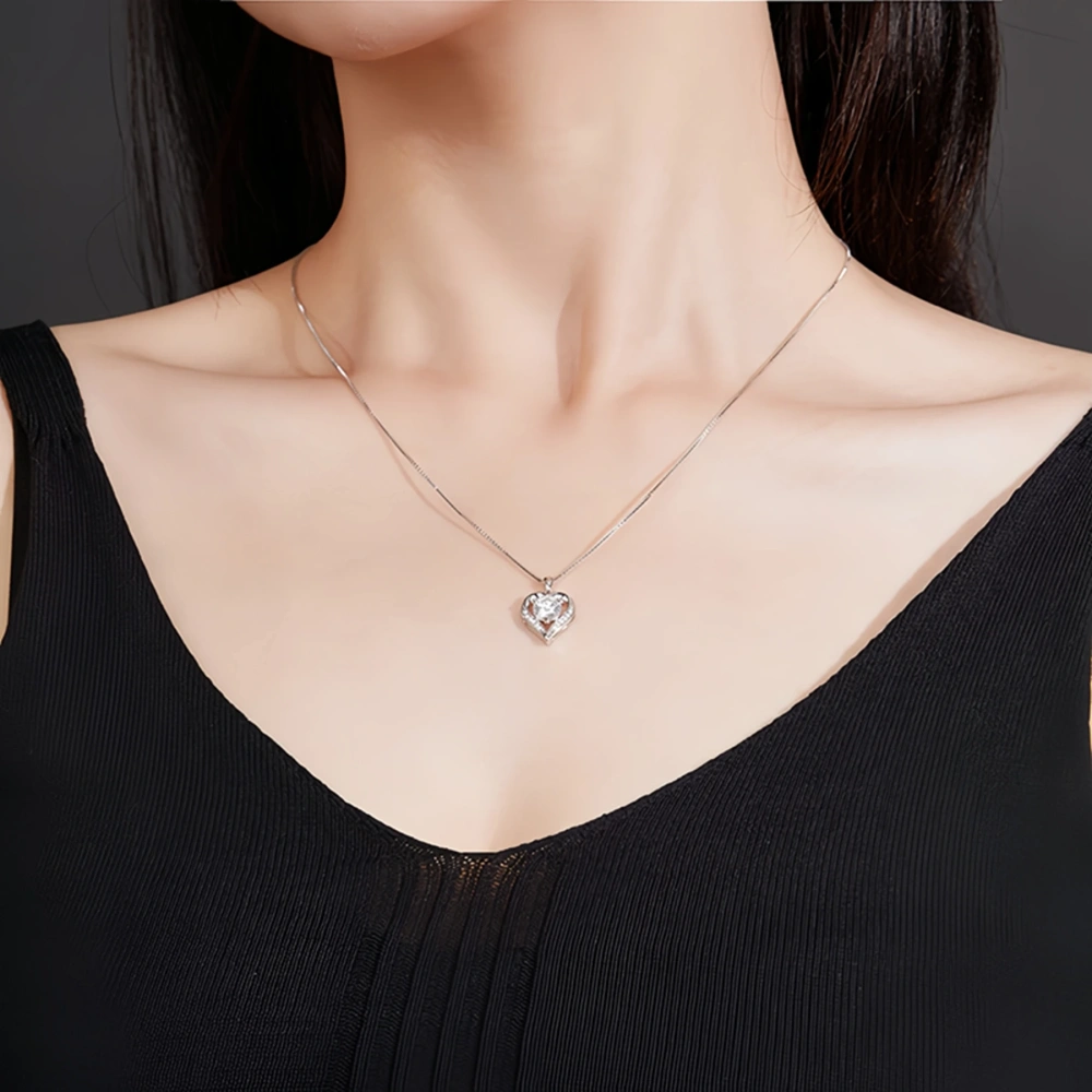 Veeie Veein Luxury Brand Best-Selling S925 Sterling Silver Necklace Moissanite Collarbone Chain For Women Heart-Shaped Eternal H