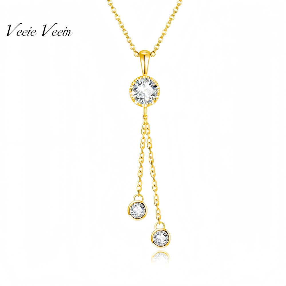 Veeie Veein Luxury Brand Moissanite Necklace S925 Sterling Silver Irregular Tassel Pendant Classic  Women Necklace Jewelry