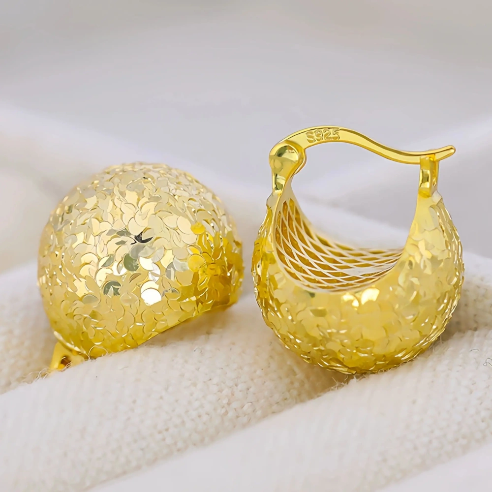 MuShan Luxury Brand Lrregular Bulb Pinecone Earrings Ear Studs Brushed Gold 18K Gold Plated 925 Sterling Silver Stud Earrings