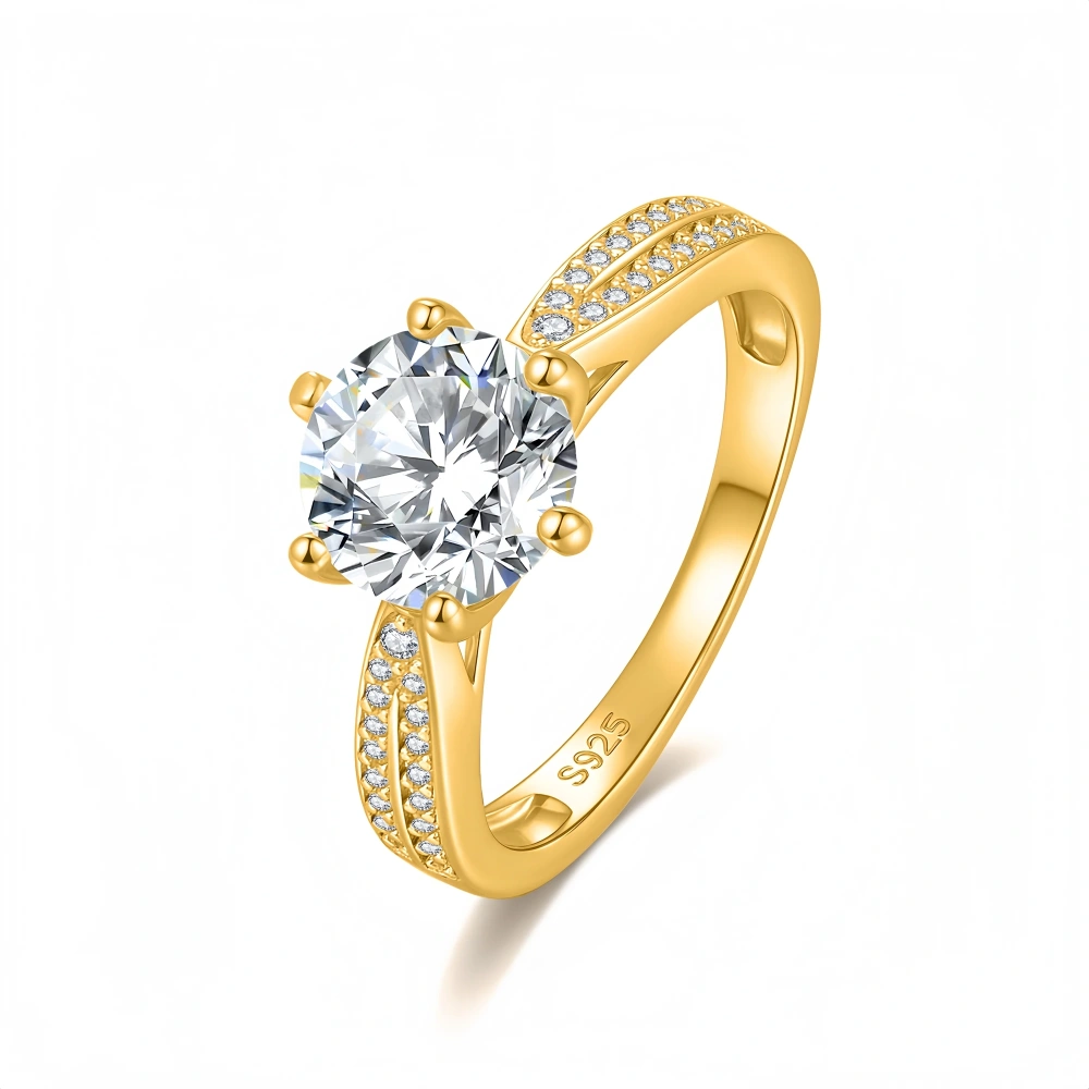 Veeie Veein Luxury Brand New Products GRA Certificate S925 Sterling Silver Classic Six-Prong Mossan Women Ring Jewelry