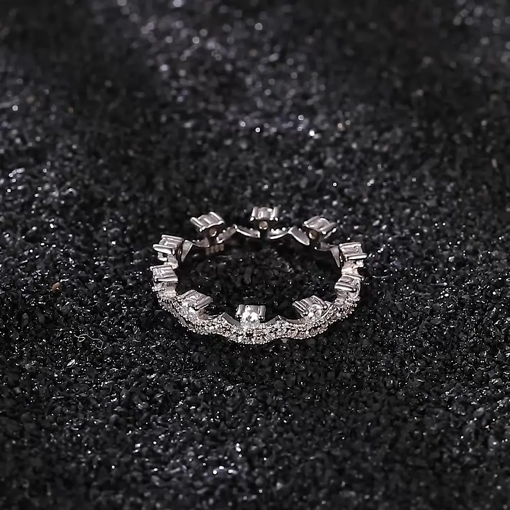 Veeie Veein Luxury Brand S925 Sterling Silver GRA Certificate Ring Niche Wavy Layering Women'S Ins Accessory Ring