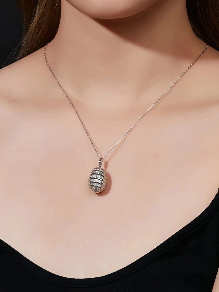 Veeie Veein Luxury Brand S925 Sterling Silver Moissanite Necklace With Egg Shaped Pendant Woman Necklace Jewelry