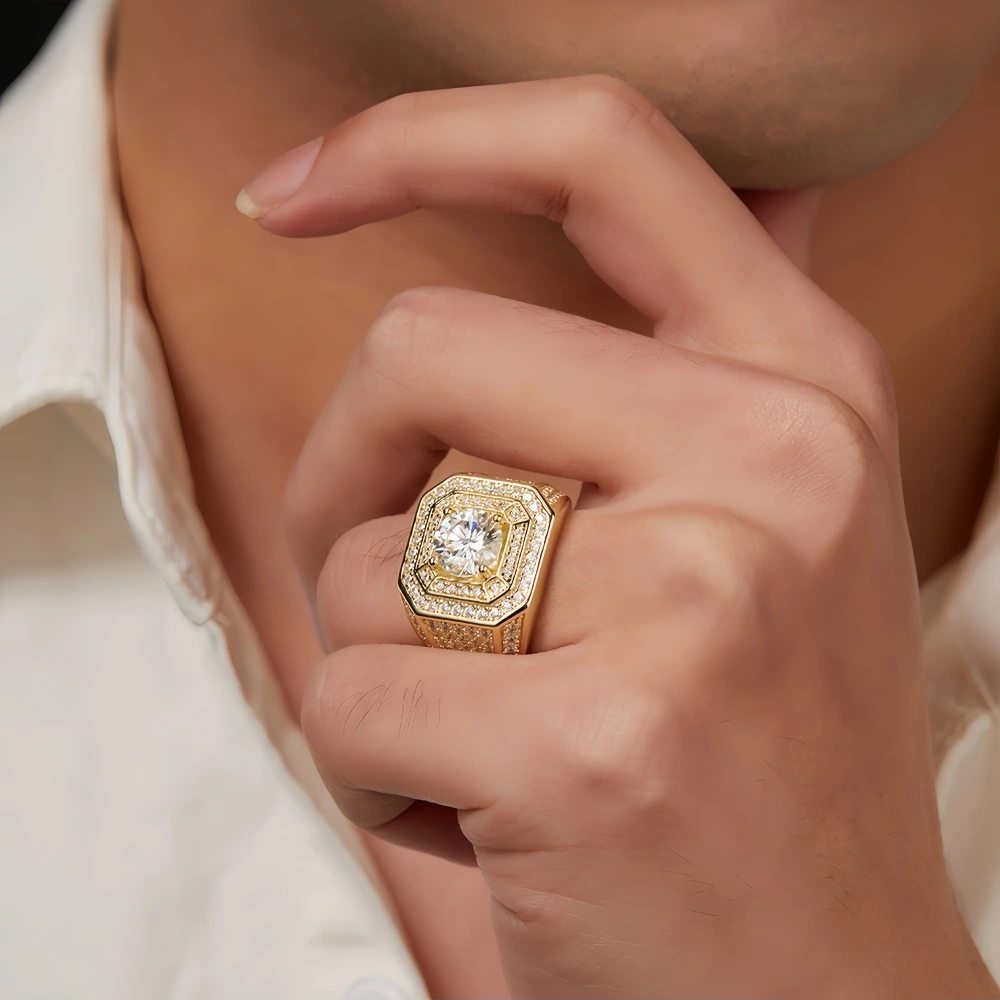Veeie Veein Brand Luxury Brand Designer S 925 Sterling Silver Ring 2 Caramosan Stone Sugar Men GRA Certificate Ring Jewelry