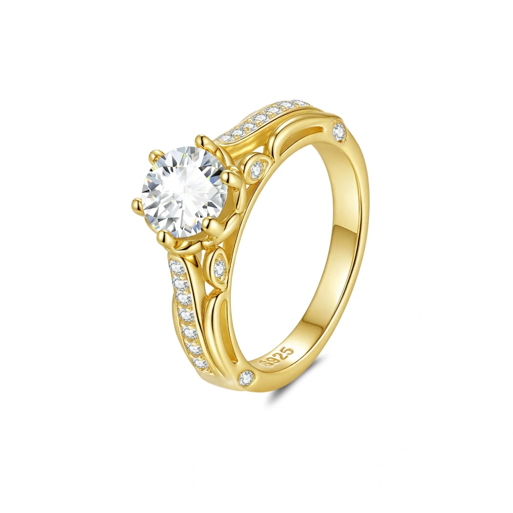 Veeie Veein Luxury Brand S925 Sterling Silver Ring GRA Certificate High-End Six-Prong Valentine'S Day Gift Retro Jewelry