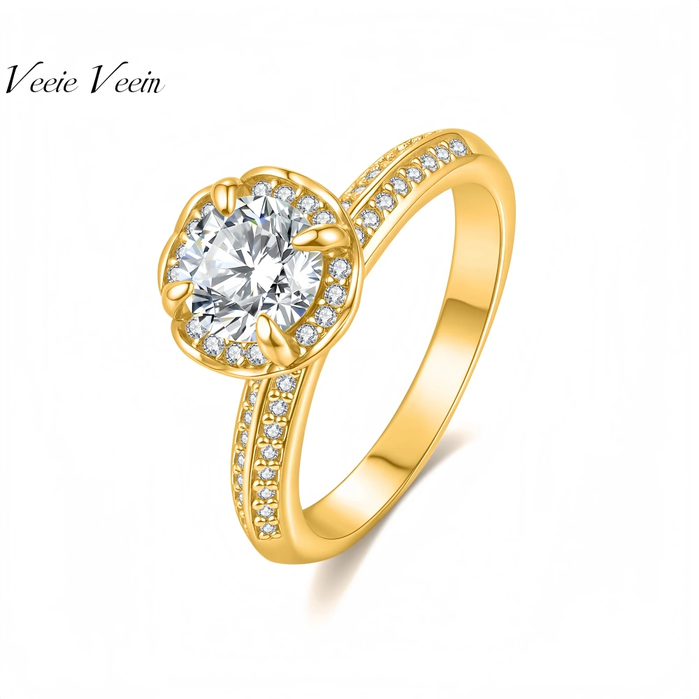 Veeie Veein Luxury Brand High Quality New Products Claw Inlay Moissanite GRA Certificate Ring S925 Sterling Silver Jewelry