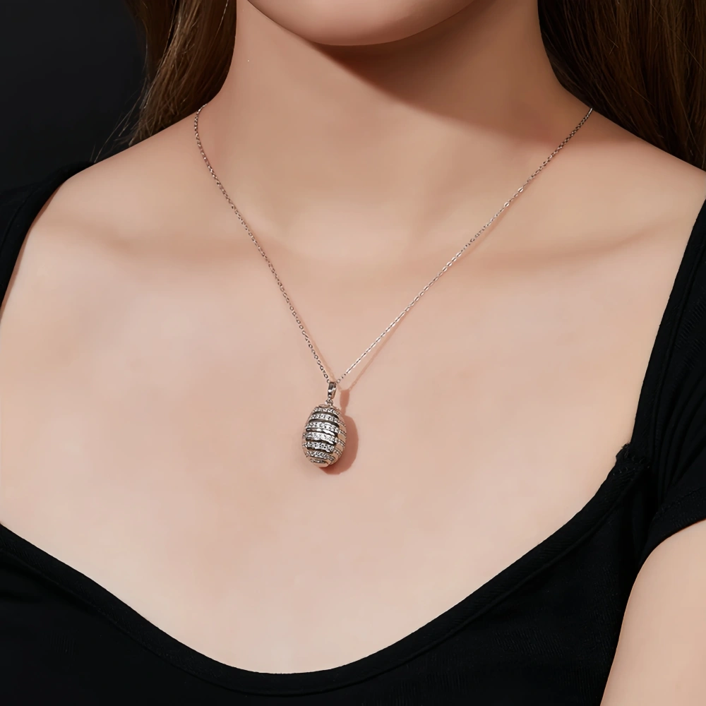 Veeie Veein Luxury Brand S925 Sterling Silver Moissanite Necklace With Egg Shaped Pendant Woman Necklace Jewelry