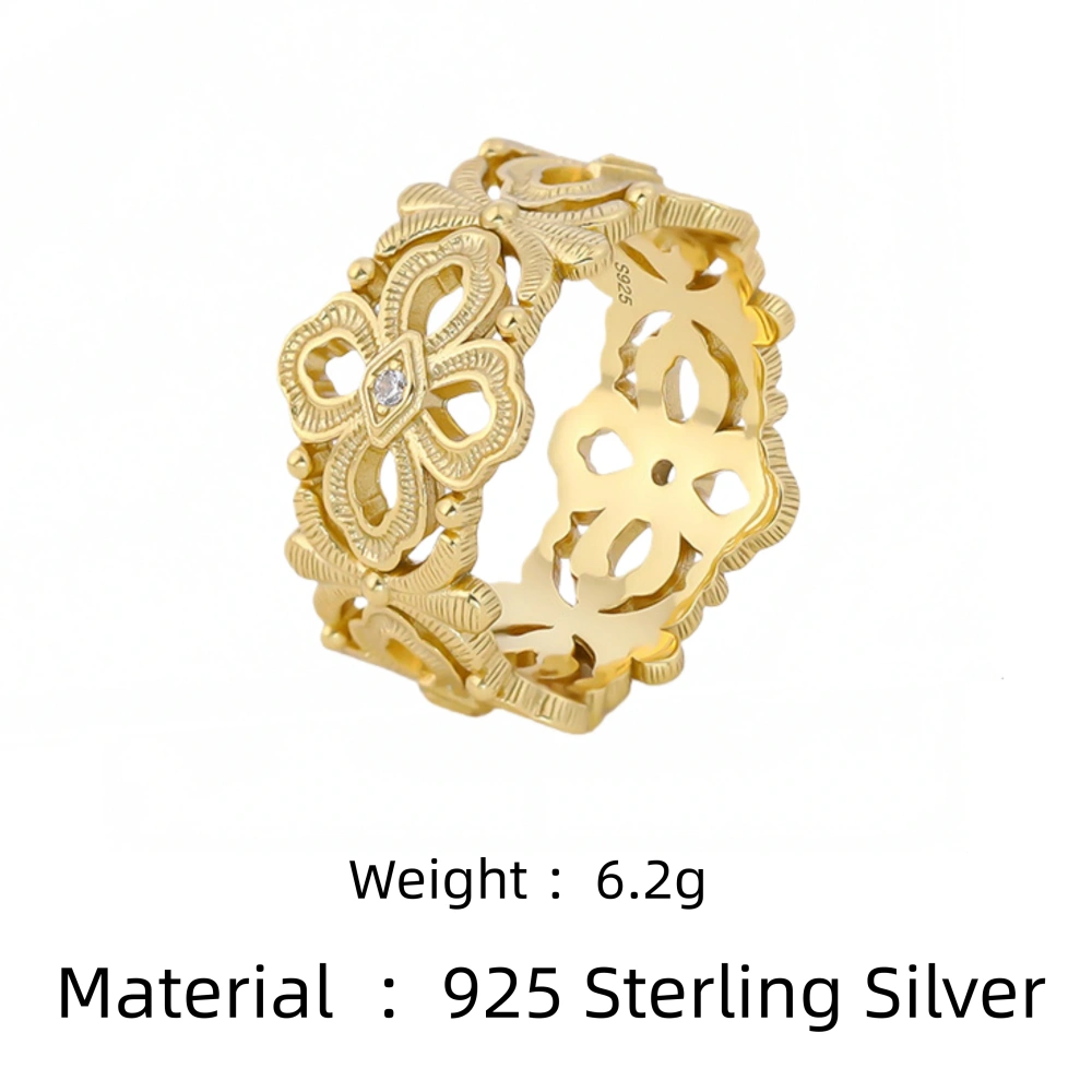 Mushan Luxury Brand Wire Drawn Hollow Pattern Woven Ring 18K Gold Plated 925 Sterling Silver Rings Fine Jewelry