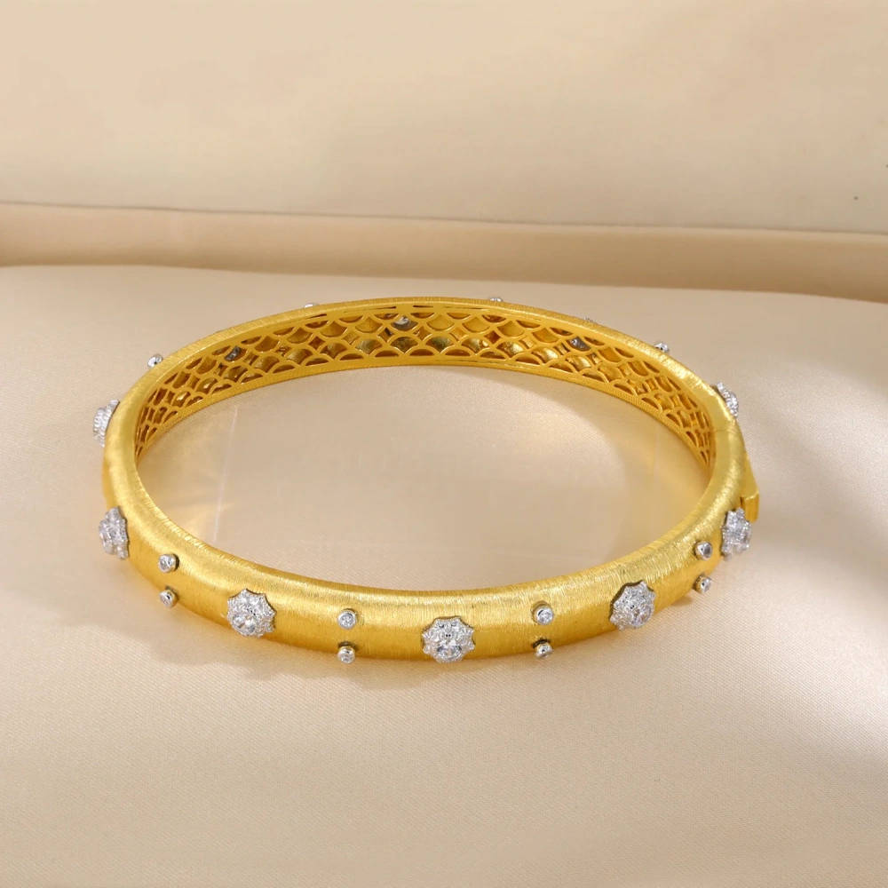 Mushan Luxury Brand Live-Streaming Bestseller: Italian Pure Silver Brushed Bracelet For Women, Diamond-Encrusted Clasp Bracelet