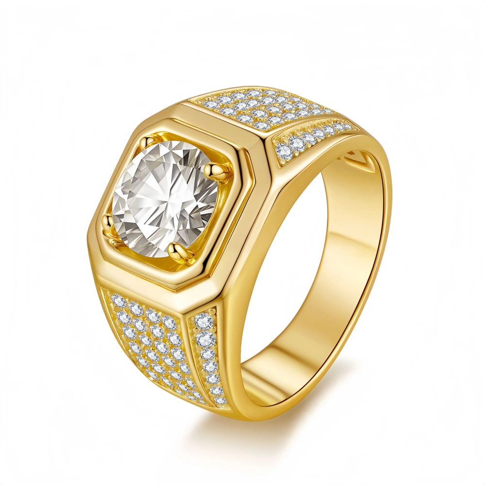 Veeie Veein Luxury Brand S925 Sterling Silver Luxury Brand Designer 2-Carat Moissanite Ring For High-End Man Ring Jewelry