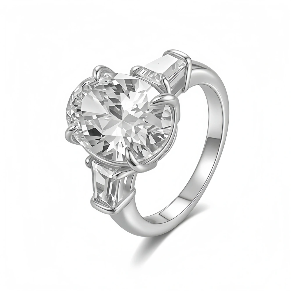 Veeie Veein Luxury Brand New Products GRA Certificate S 925 Sterling Silver Inlaid Irregular-Shaped Oval Moissanite Ring Jewelry