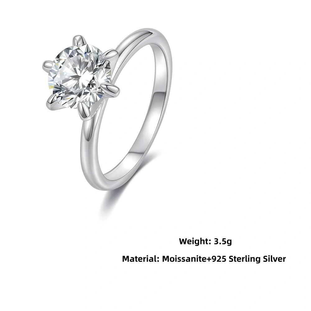 Veeie Veein Luxury Brand New Products S 925 Sterling Silver Classic Six-Prong 2-Carat Mossan Ring Women'S Ring Jewelry