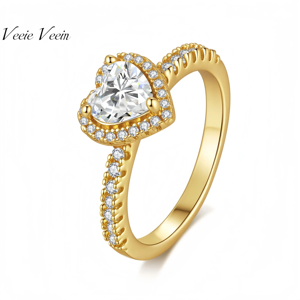 Veeie Veein Luxury Brand Hollowed-Out Cuban Moissanite Ring GRA Certificate S925 Shaped Love Women Floral Ring