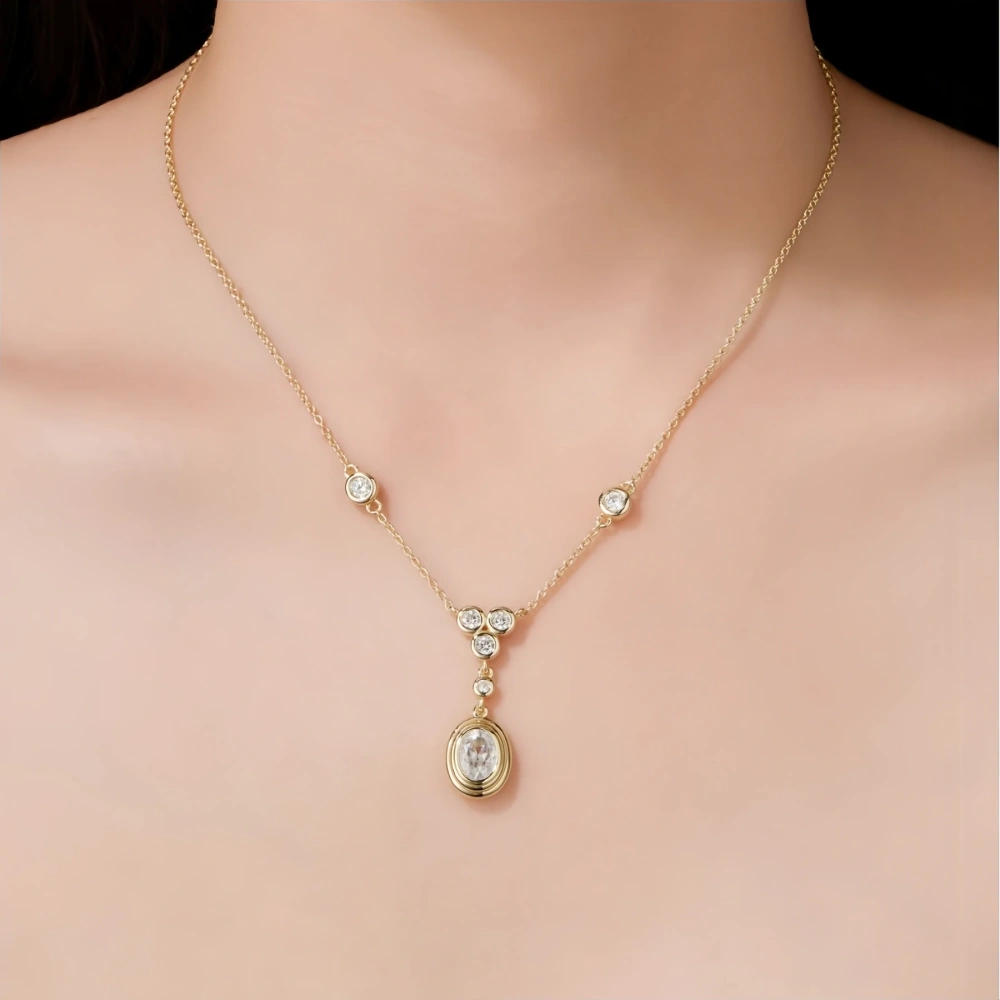 Veeie Veein Luxury Brand S925 Sterling Silver Necklace With Moissanite Pendant High-End Silver Accessory For Women