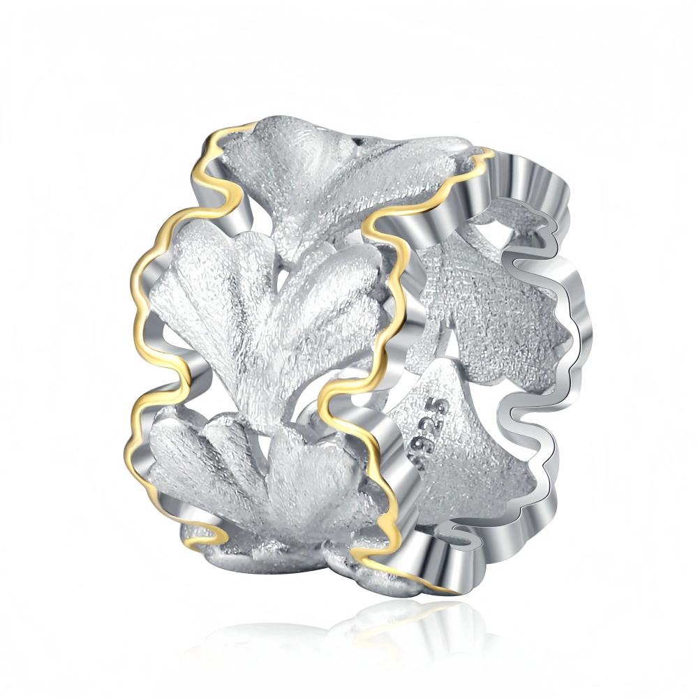 Mushan Luxury Brand Retro S925 Sterling Silver, Italian Brushed Finish, Ginkgo Leaf Gold Pendant For Women