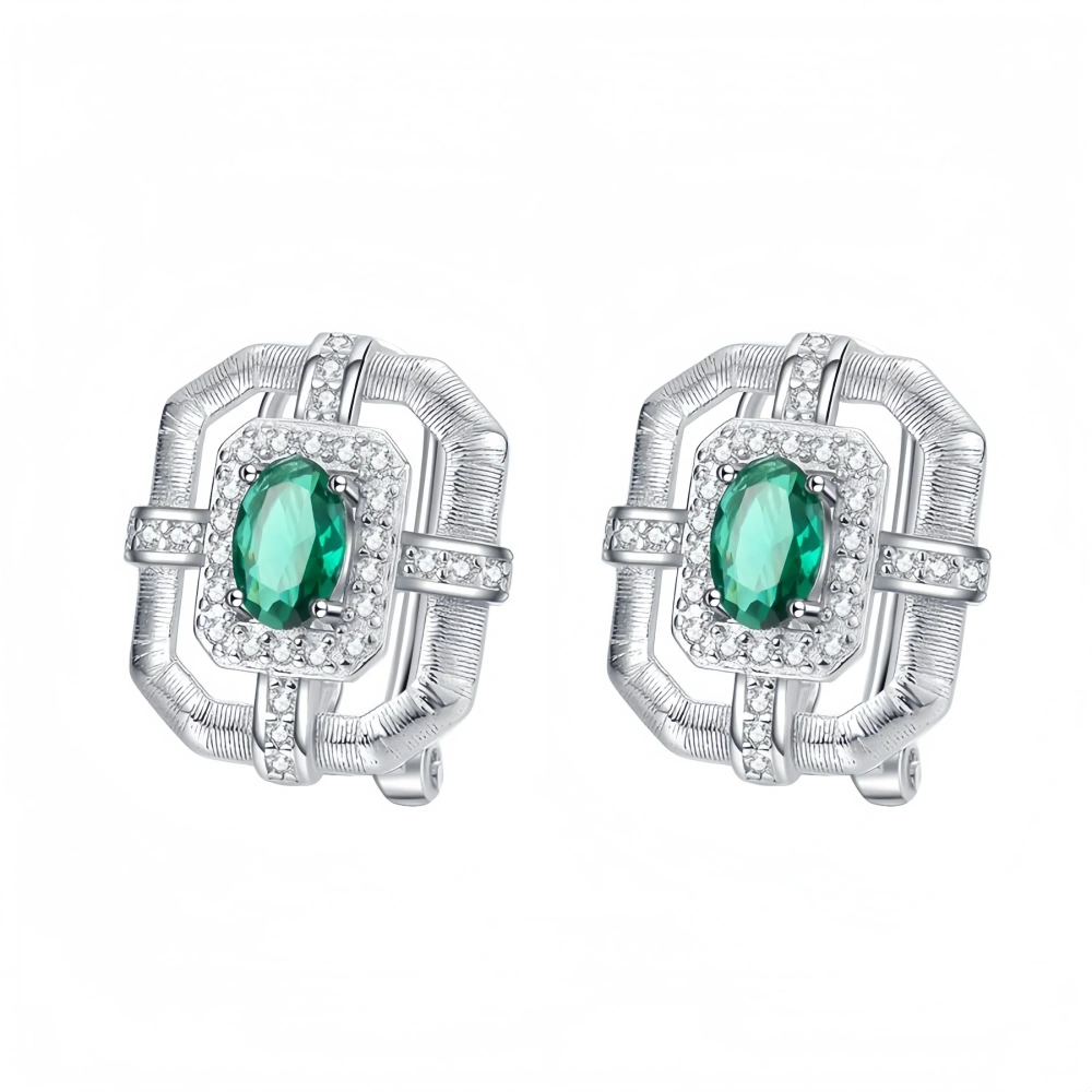 Mushan Luxury Brand S925 Sterling Silver European And American Retro Italian Green Zirconium Earrings And Stud Earrings