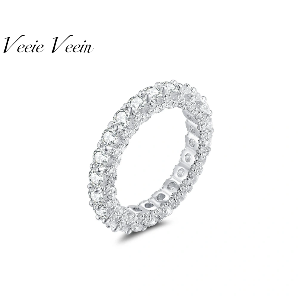 Veeie Veein Luxury Brand S925 Sterling Silver Ring Full Circle Moissanite Ring Simple And Elegant Women'S Row Ring