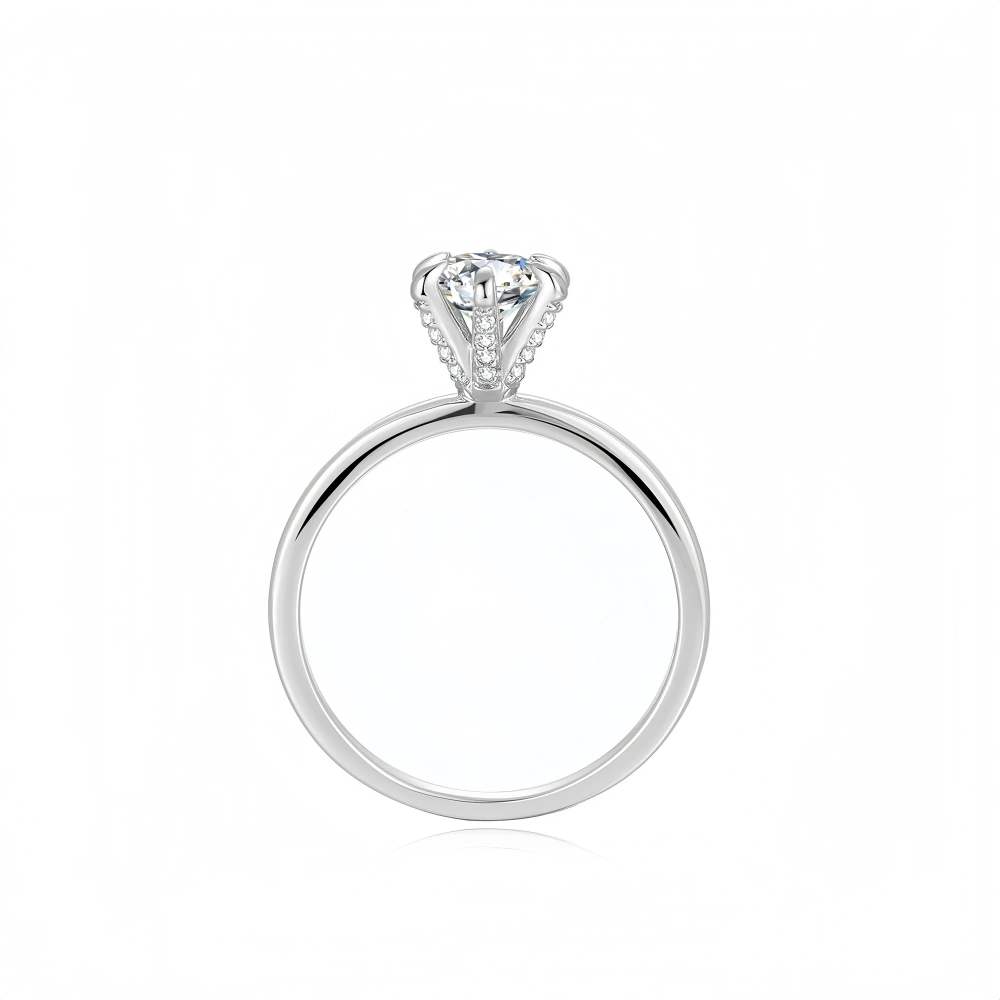 Veeie Veein Luxury Brand New Products S 925 Sterling Silver Classic Six-Prong 2-Carat Mossan Ring Women'S Ring Jewelry