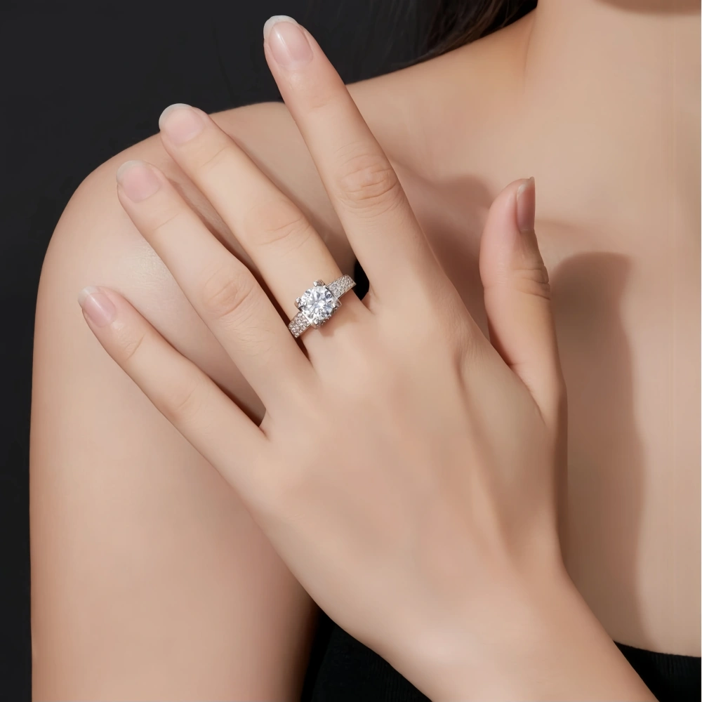 Veeie Veein Luxury Brand GRA Certificate Moissanite S925 Sterling Silver Rings From Europe And America Jewelry