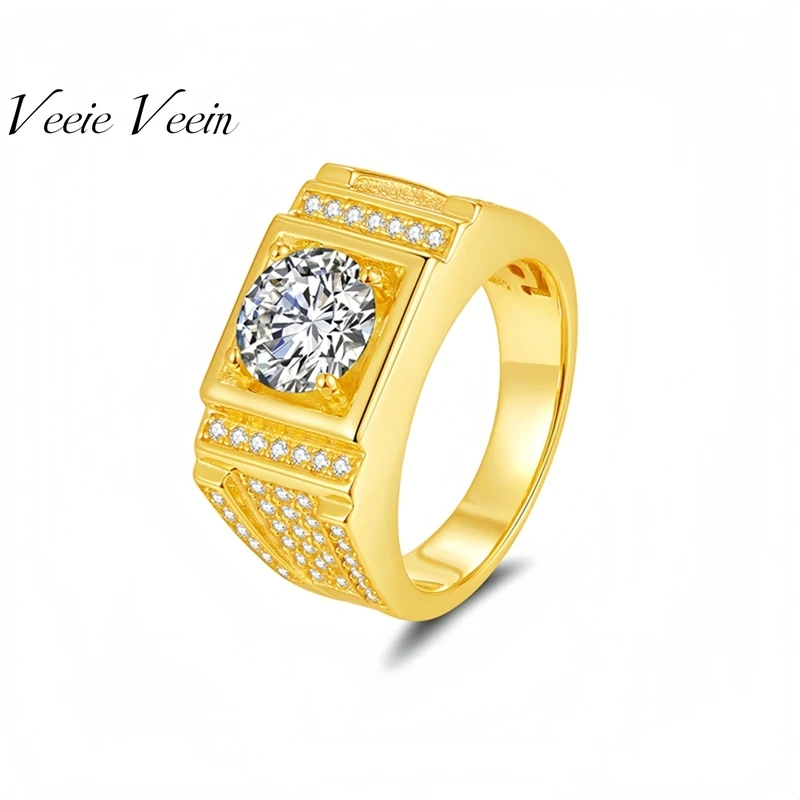 Veeie Veein Brand New Products S925 Sterling Silver 2-Carat Moissanite Ring GRA Certificate Light Luxury  Men Jewelry