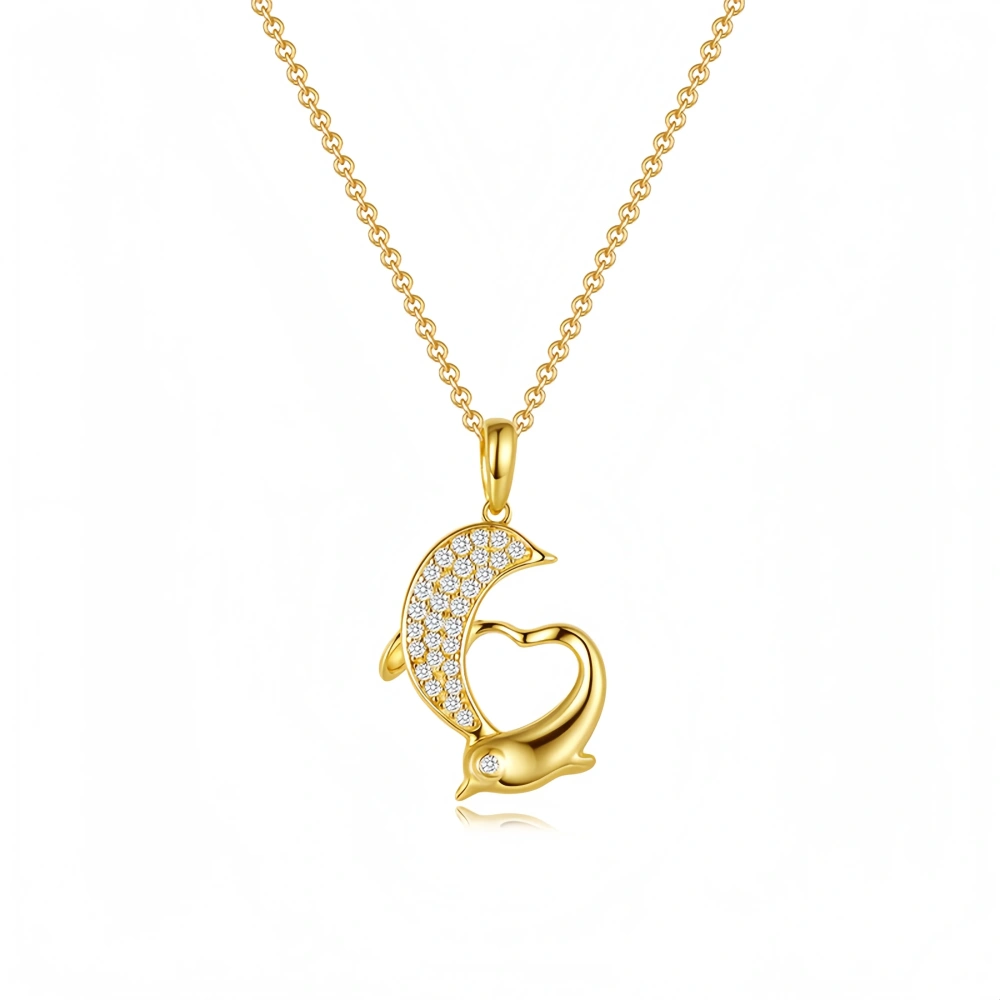 Veeie Veein Luxury Brand S925 Sterling Silver Necklace Set With Moissanite Pendant For The Love Female Dolphin Women Necklace