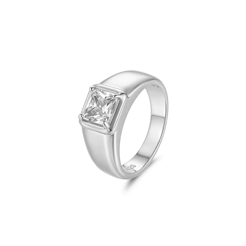 Veeie Veein Luxury Brand S925 Sterling Silver Set 2-Carat Princess Moissanite GRA Certificate Ring With Smooth Finish Ring