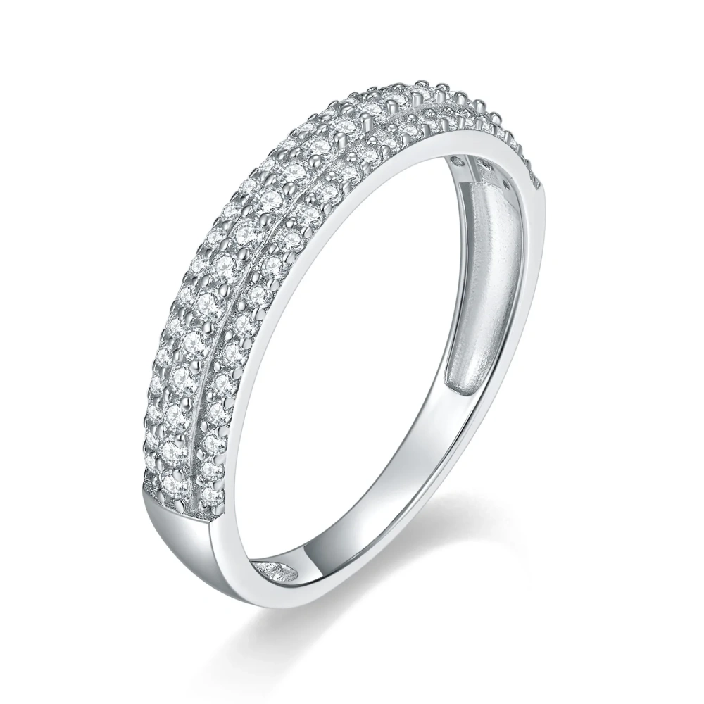 Veeie Veein Luxury Brand Fashion S925 Sterling Silver Ring For Women With Three Rows Moissanite  GRA Certificate  Ring Jewelry