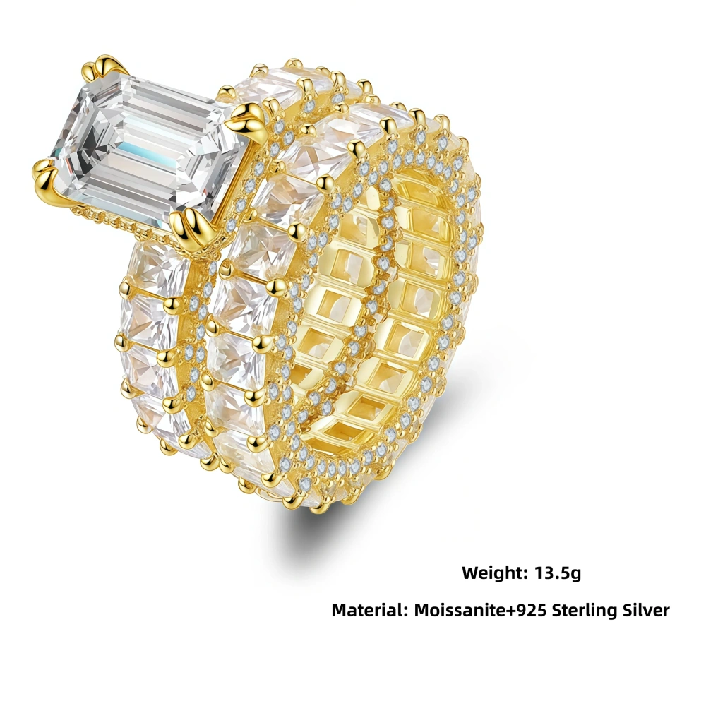 Veeie Veein Luxury Brand Luxury Brand Designer S925 Sterling Silver Ring Emerald Chesson Set GRA Certificate Ring Jewelry
