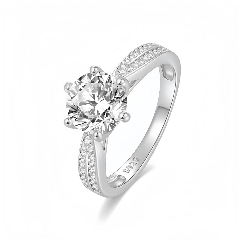Veeie Veein Luxury Brand New Products GRA Certificate S925 Sterling Silver Classic Six-Prong Mossan Women Ring Jewelry