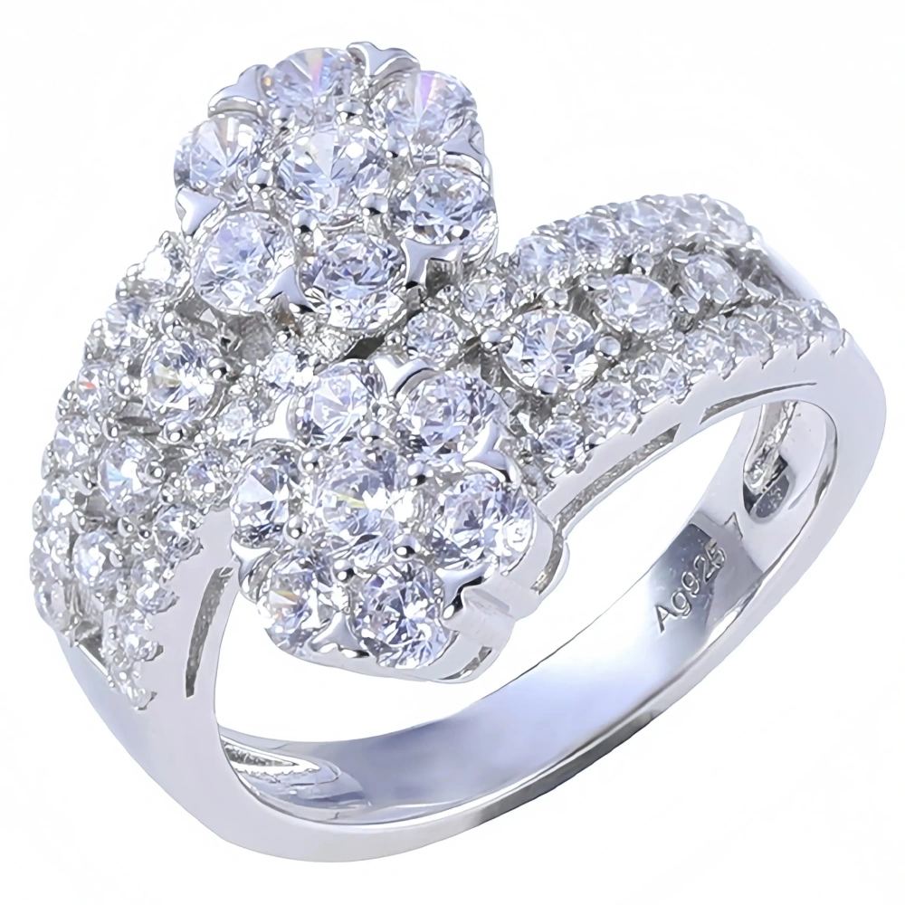 Mushan Luxury Brand Luxury 925 Sterling Silver Ring Double Snow Flake Flower Opening Ring Women Fine Jewelry