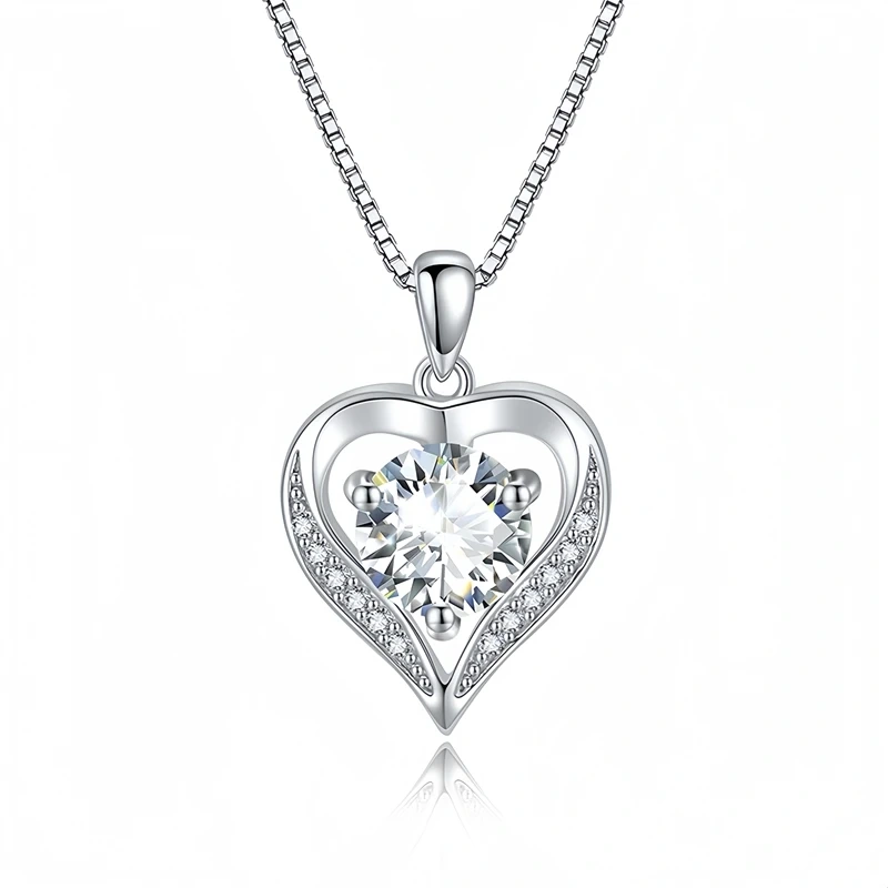 Veeie Veein Luxury Brand Best-Selling S925 Sterling Silver Necklace Moissanite Collarbone Chain For Women Heart-Shaped Eternal H
