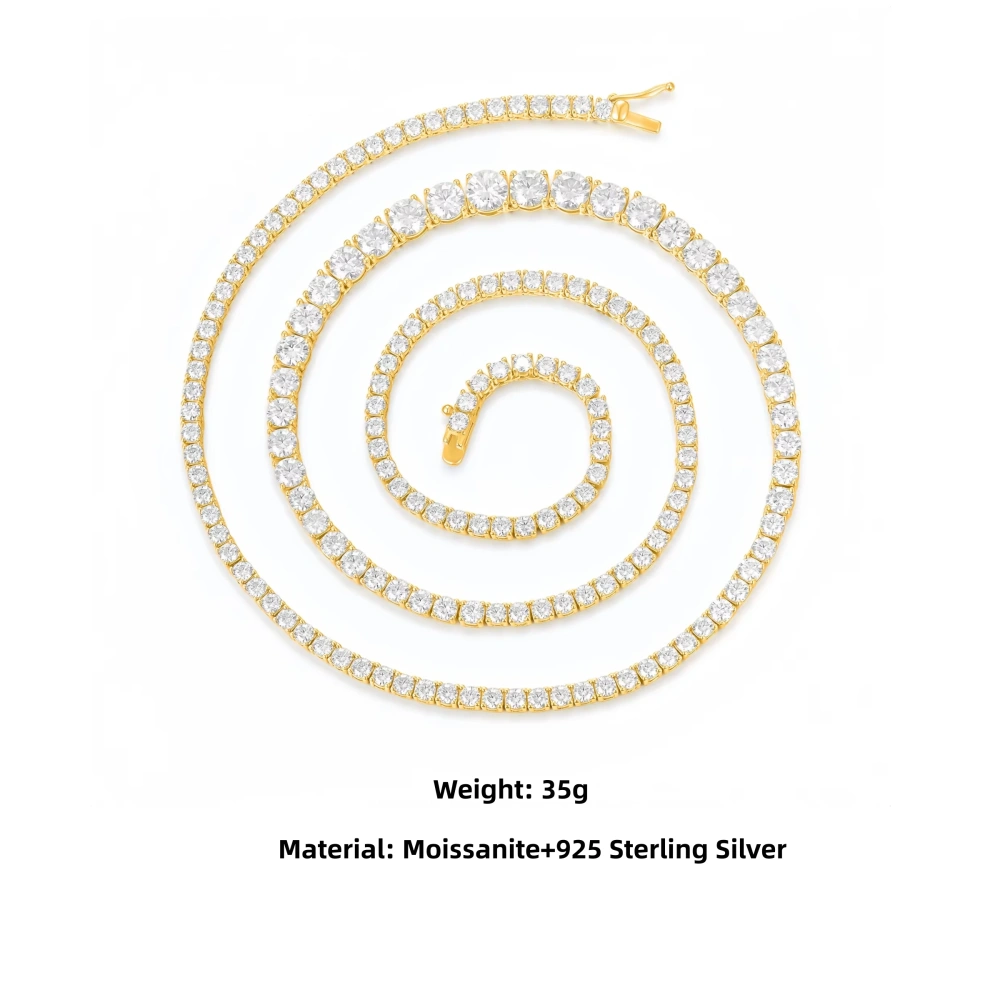 Veeie Veein Luxury Brand S925 Sterling Silver Necklace Tennis Chain Collarbone Chain Gradient Hot-Selling Ins-Style Necklace