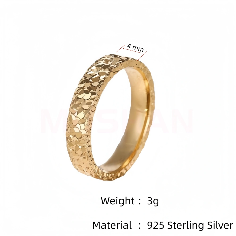 MuShan Luxury Brand 18K Gold Plated 925 Sterling Silver Ring New Plain Couple Rings Fashion Jewelry Accessories