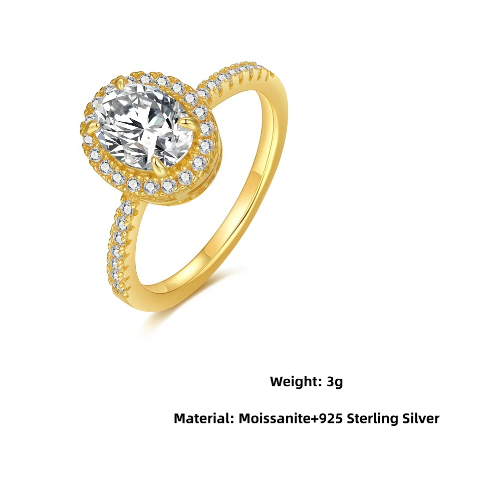 Veeie Veein Luxury Brand High Quality Fashion 6*8 Oval Claw Inlay Moissanite GRA Certificate Ring S925 Sterling Silver Jewelry