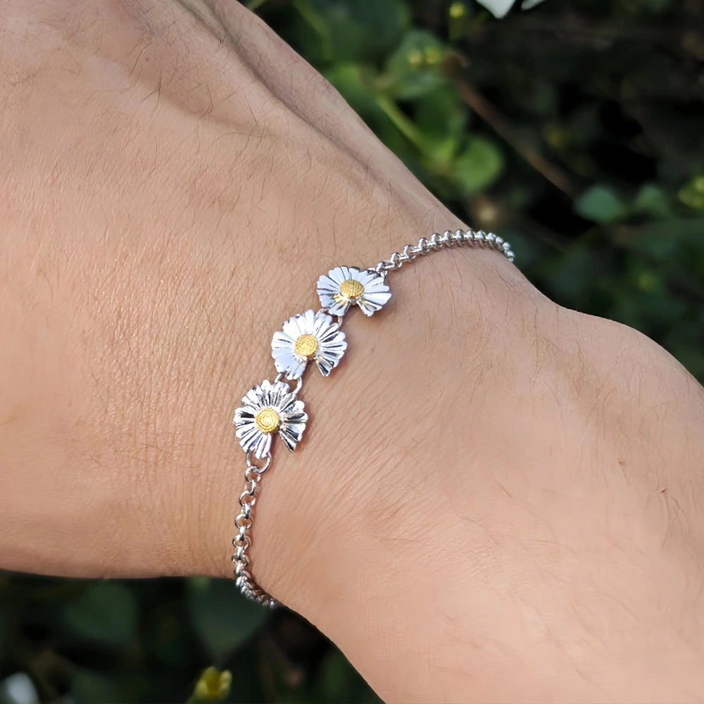 Mushan Luxury Luxury Brand Designer Three Flower Daisy Bracelet Fine Jewelry 925 Sterling Silver Bracelets