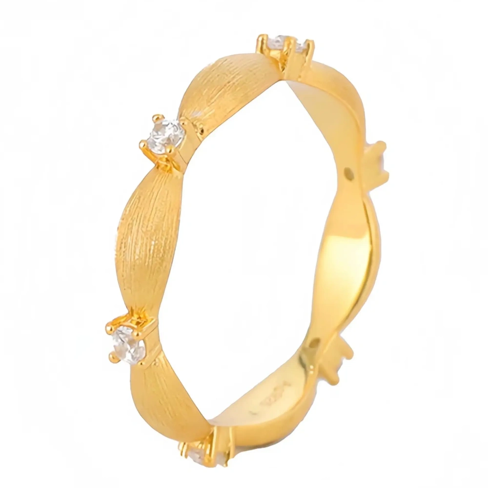 Mushan Luxury Brand Gold Plated Ring With Wire Drawi For Women 925 Sterling Silver Zircon Rings Fine Jewelry