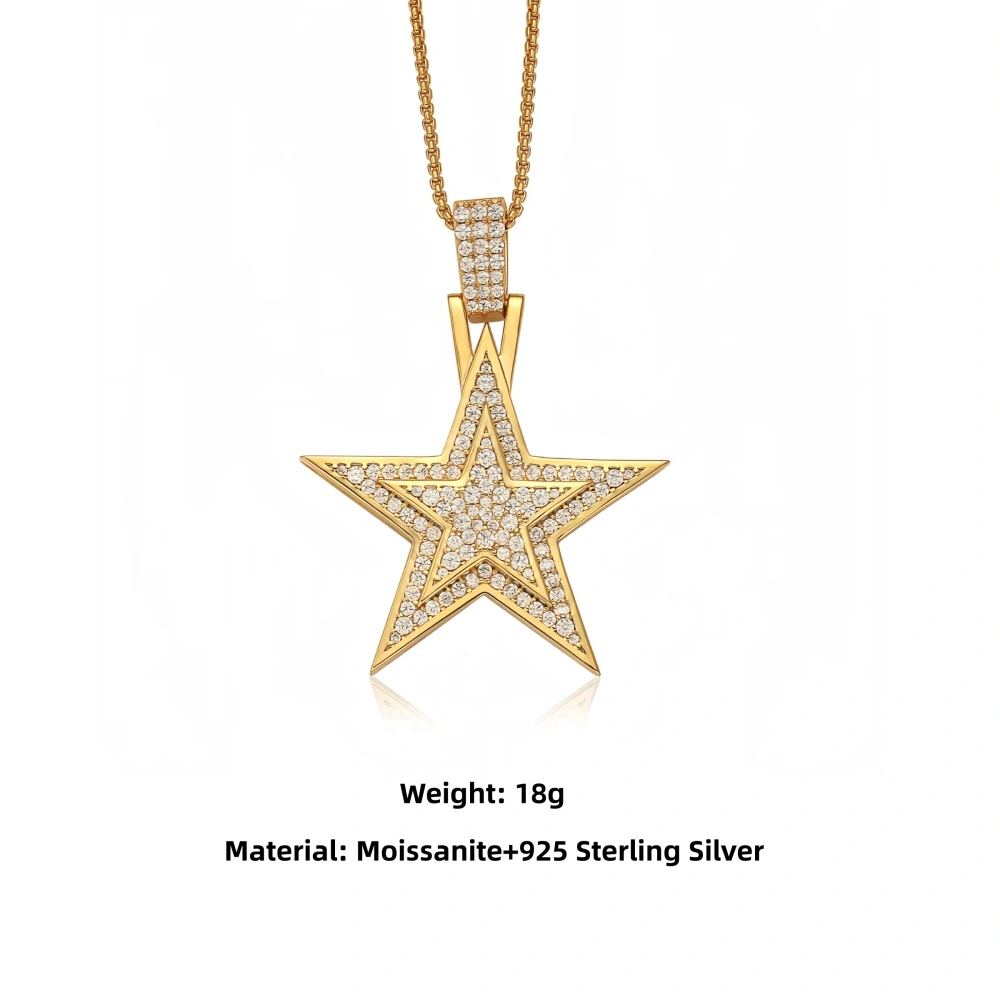 Veeie Veein Luxury Brand High Quality S925 Sterling Silver Pendant Fully Set With Moissanite And Is Five Pointed Star Jewelry