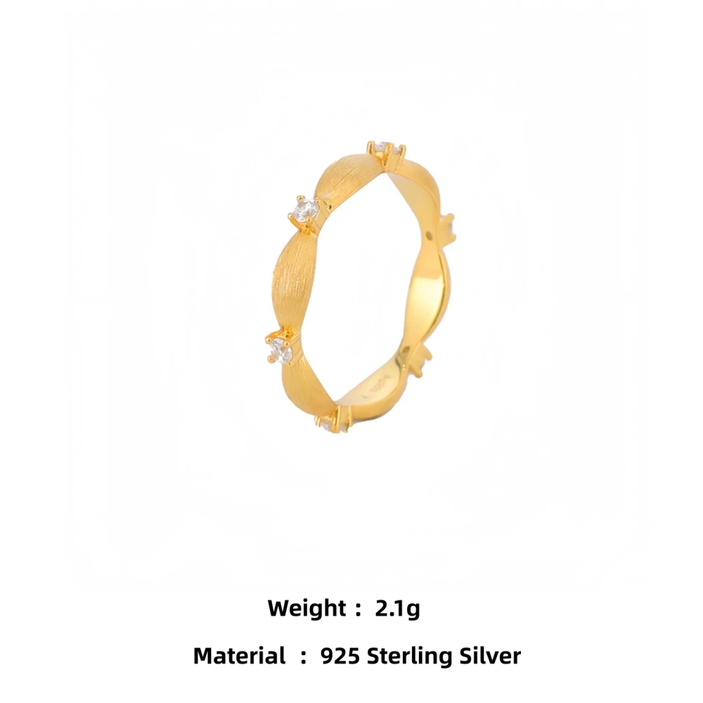 Mushan Luxury Brand Gold Plated Ring With Wire Drawi For Women 925 Sterling Silver Zircon Rings Fine Jewelry