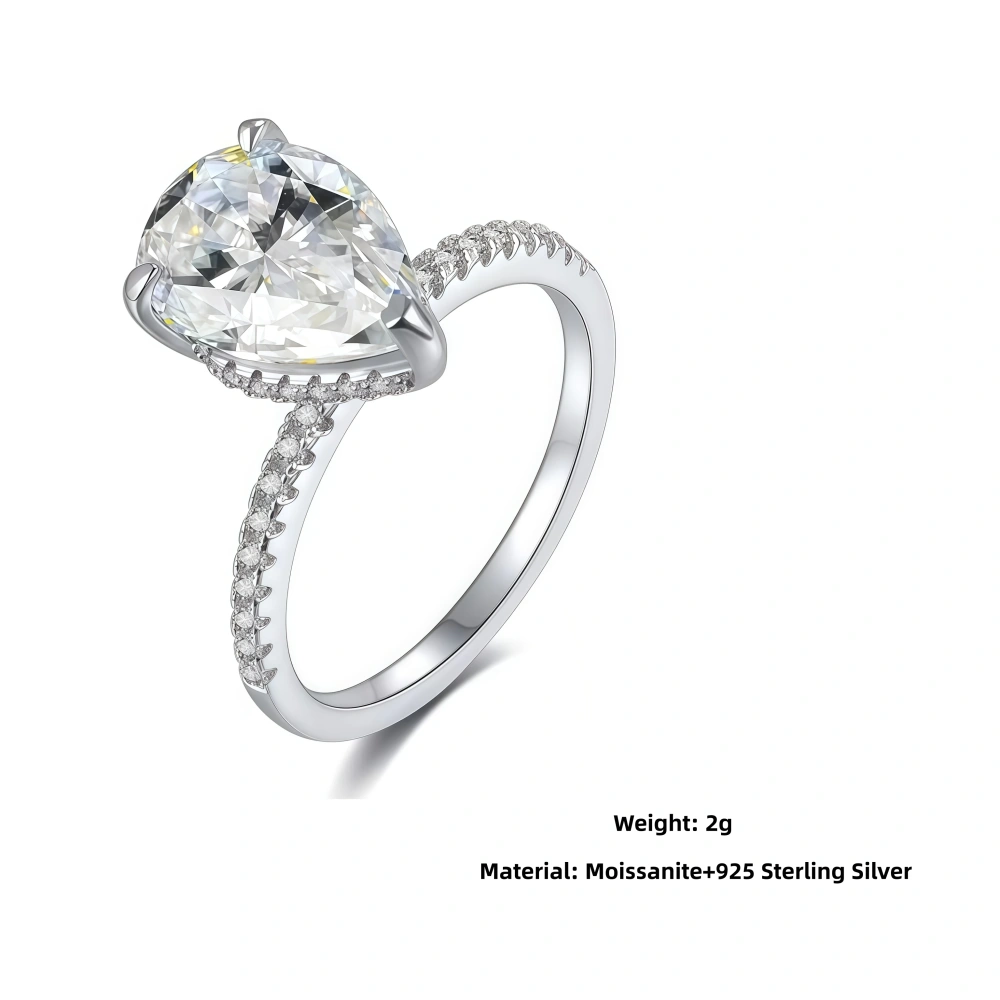 Veeie Veein Luxury Brand S925 Sterling Silver Ring 4-Carat Moissanite GRA Certificate Ring In An Irregular Teardrop Shape