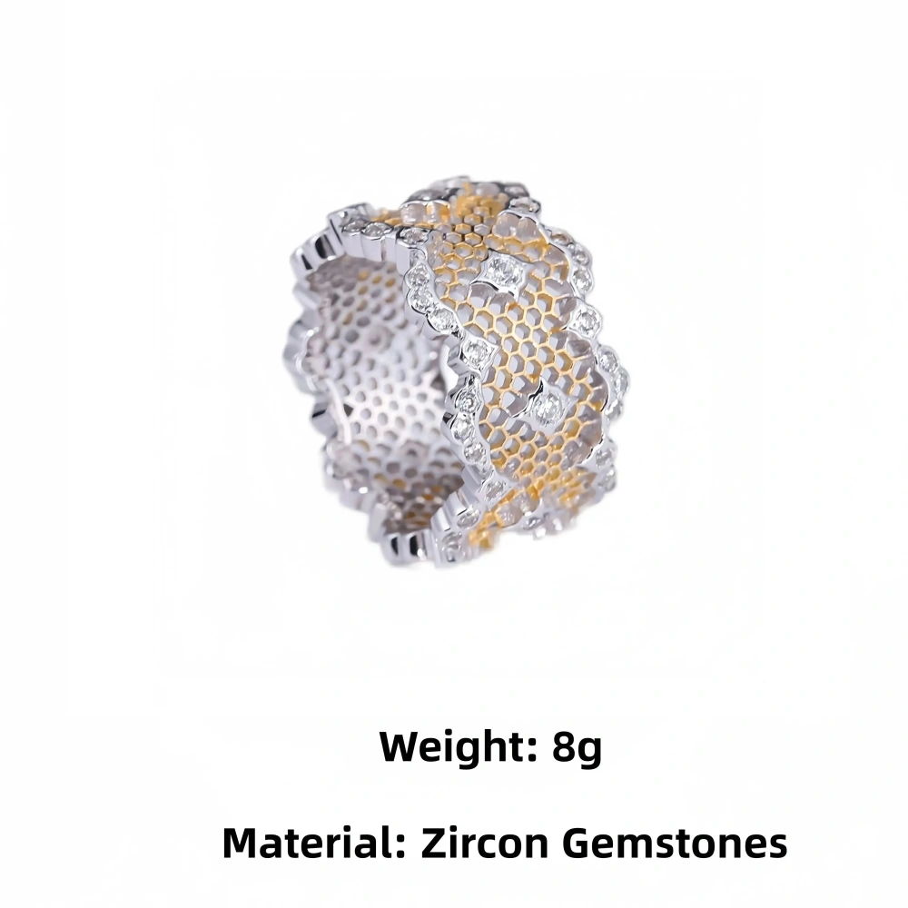 Mushan Luxury Brand Heavy Industry Color Separated Lace Ring Women New Retro Pure Silver 925 Plated With Real Gold Jewelry