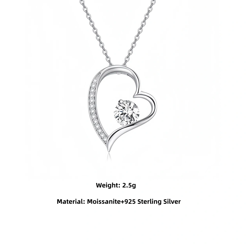 Veeie Veein Luxury Brand The S925 Sterling Silver Necklace With Moissanite And Heart-Shaped Design Women Fashion Jewelry