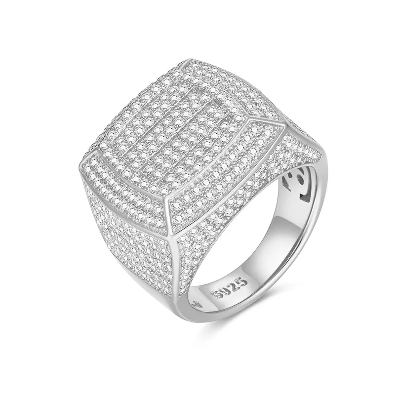 Veeie Veein Luxury Brand New S925 Sterling Silver Moissanite Ring GRA Certificate Light Luxury Hip-Hop Ring Men Jewelry